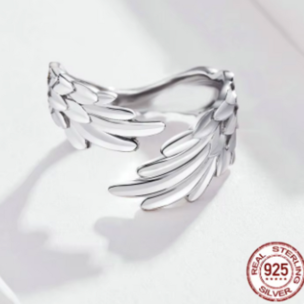 FEATHER OF INFINITY - wunderschöner Design-Federring, 925 Sterling Silber